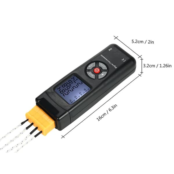 4-Kanalig K-Typ Digital LCD Termometer Termoelement Sensor -50~1350°C/-58~2462°F Data Hold Funktion