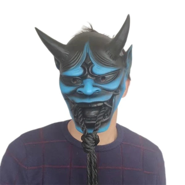 Halloween cosplay maske anime spøgelse dæmon maske skræk hætte Halloween cosplay rekvisit Blå