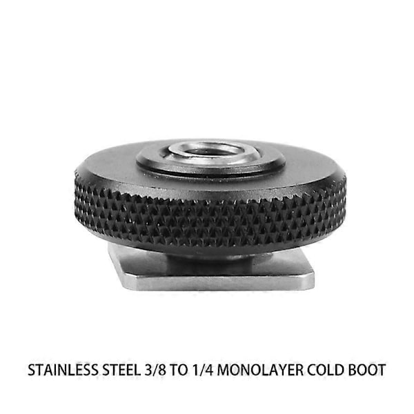 Rustfrit stål 3/8 til 1/4 tomme gevindadapter skrue enkeltlags cold shoe mount beslag sæde til DSLR kameraer bur