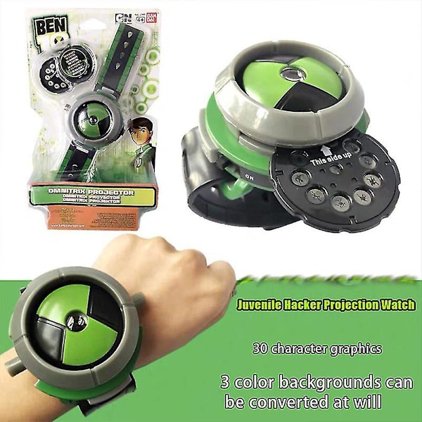 Ben 10 Omnitrix Projektor Klocka 16 Karaktärsbilder Armbandsur Barnleksak