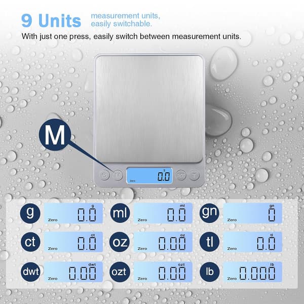 2025 Latest Model USB Charging Upgraded Version Small Electronic Scale, 3kg/0.1g Mini Kitchen Scale, 9 Units, High Precision Pocket Scale