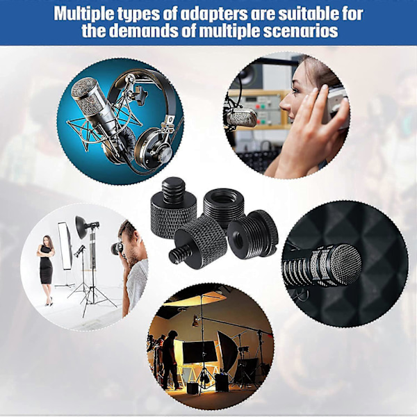 8st Mikrofonstativ Gängadapter Set, 5/8 Hona till 3/8 Hane och 3/8 Hona till 5/8 Hane Skruvadapter T