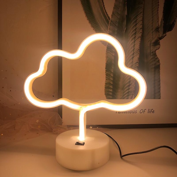 Varmt hvidt neonlys sky neon skilte sky neon lys med base bordlamper til ved siden af osb eller batteri led skilte til børns soveværelse neon lys sig