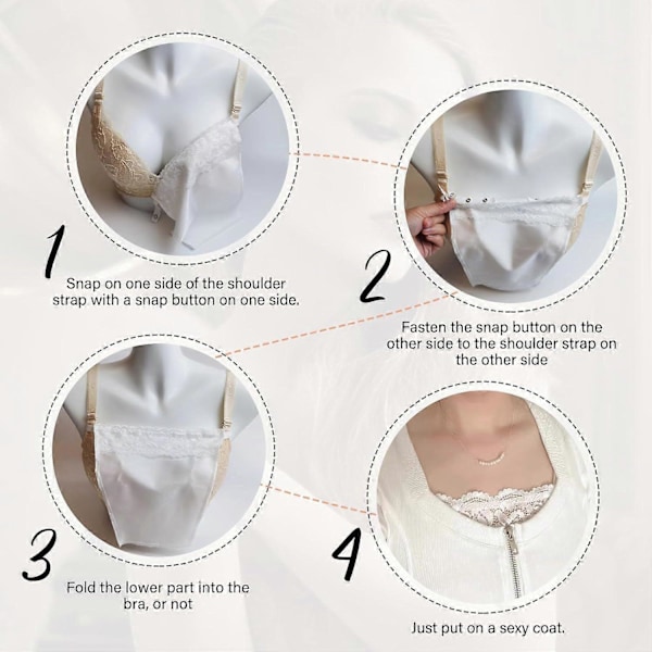 6 Stycken Spets Clip-on Mock Camisole BH-inlägg - Spets Insynsskydd