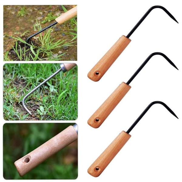 Havearbejde Lugning Krog Rustfrit Stål Enkelt Klo Rod Krog Potte Bonsai Vedligeholdelse Gulvkrog Møbler Trækrog-22.5*6*2.5cm, Sort, 3stk