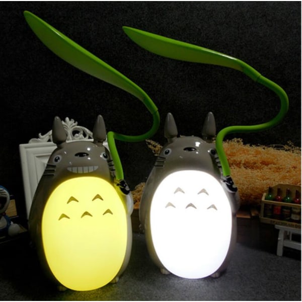 Tegneserie Totoro USB-opladningsbordslampe Creative Natlys med to formål (hvid Totoro-mave)