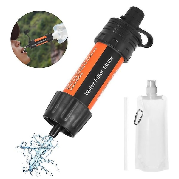 Portable Camping Water Purification Straw Emergency Drinking Water Purifier (Orange)