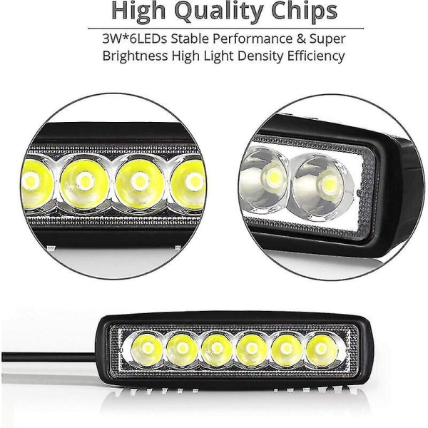 18w Led arbeidslys 12v 24v Led arbeidslys Vanntett stangstråle Slank lampe for båt lastebil bil suv atv 4wd offroad