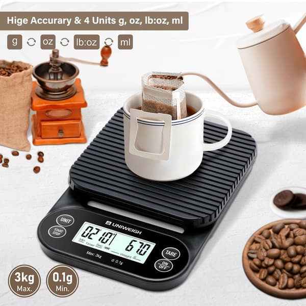 2025 Latest Model Digital Coffee Scale with Timer 3kg/0.1g, High Precision Espresso Scale with Timer/Auto Off/Tare Function, for Pour Over Dr