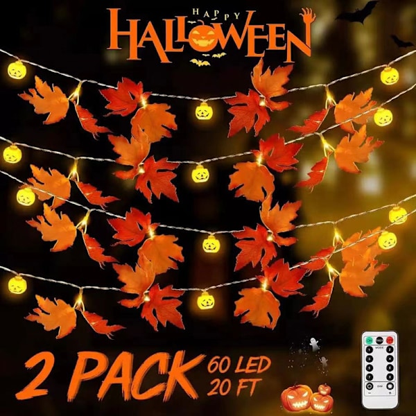 Halloween fladdermuslampor, pumpa fladdermus dekorativa lampor, 20 LED Halloween dekorationslampor, ljusslingor stil 1-10 Style 9