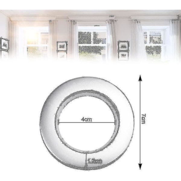 50 Pieces Plastic Curtain Rings Curtain Eyelet Rings 40mm Plastic Rings Rings For Curtain Rod Silver Plastic Eyelets For Curtain Window Shower Dressin