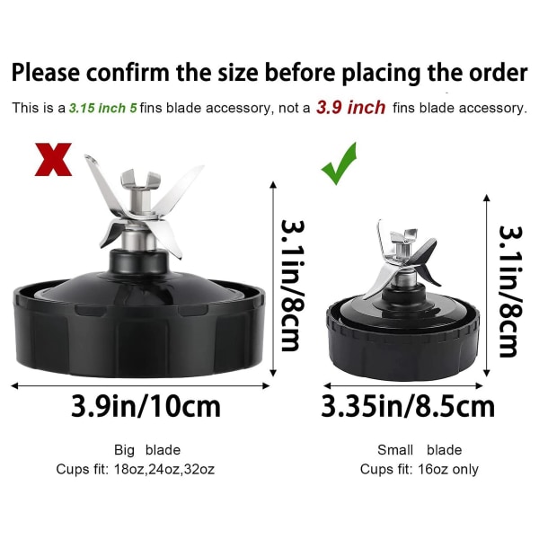 5 Fins Blenderblad for Blender QB3000, QB3000SSW-30, QB3000QR-30, QB3001SS-30, QB3000QBK, QB3004
