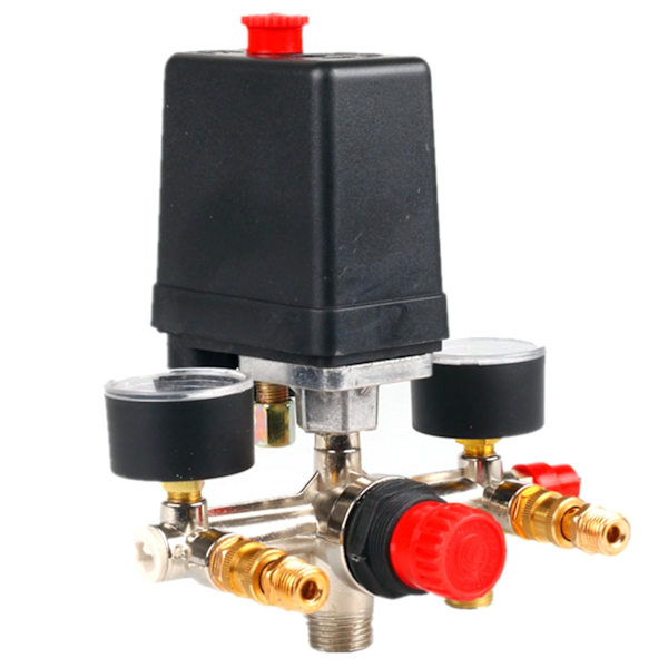 Trycksensorstyrventil Normalt Stängd Justerbart Tryck 20mm Koppling 90-120psi Trycksensorfördelare Regulator Mätare För Luftkompressor
