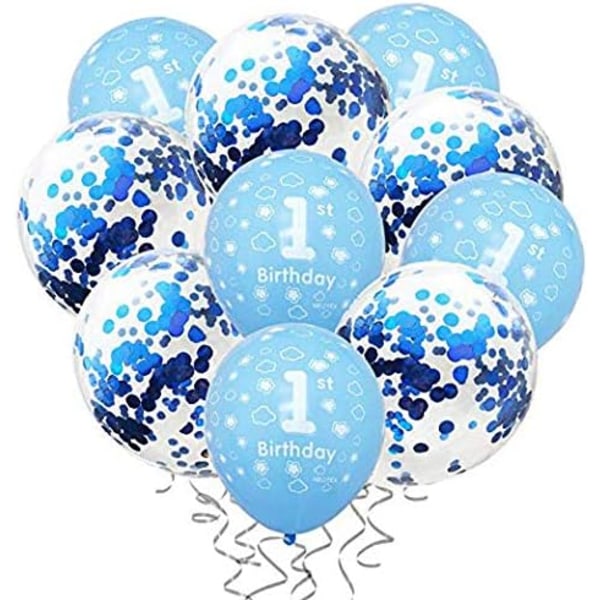 Baby 1. syntymäpäiväkoristeet 1. syntymäpäivän sininen ilmapallokoristeet