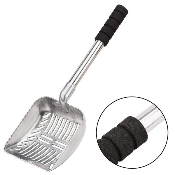 Metallskopa med djup skopa och långt handtag avtagbar rostfritt stål non-stick sikt med skum