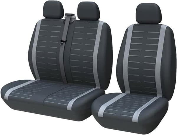 Universal 1+2 (3-sits) bilbarnstolsöverdrag - Grå - 3 mm polyester - Krockkuddekompatibel
