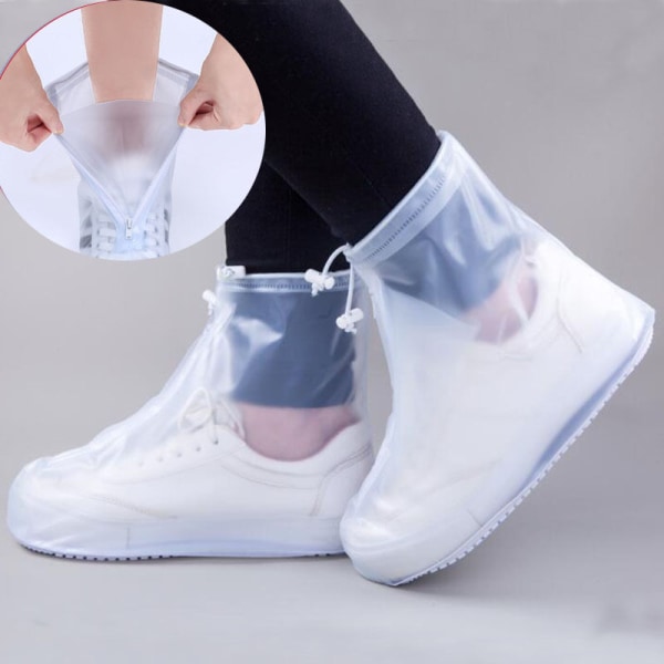 Vedenpitävät kengänsuojat Uudelleenkäytettävät liukumattomat silikonikengänsuojukset läpinäkyvät (XXXL)45-46-valkoinen