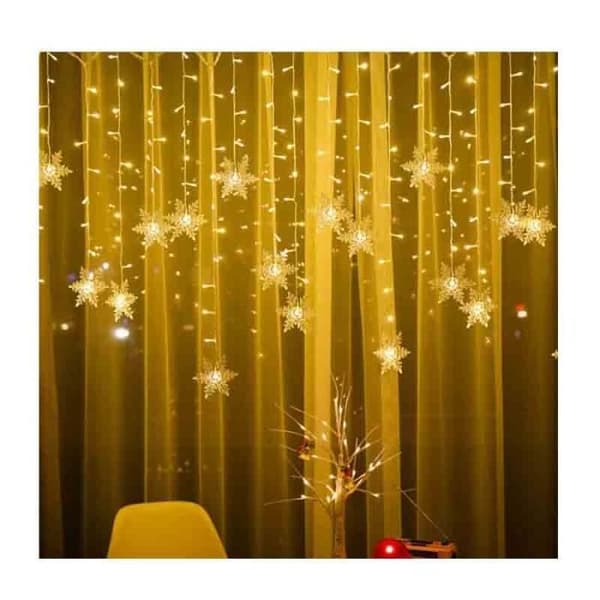 Lyslenker, Lyskjede, 3,5m 96 LED Julelys Snøfnugg 8 Lysmoduser, Vindusdekorasjon