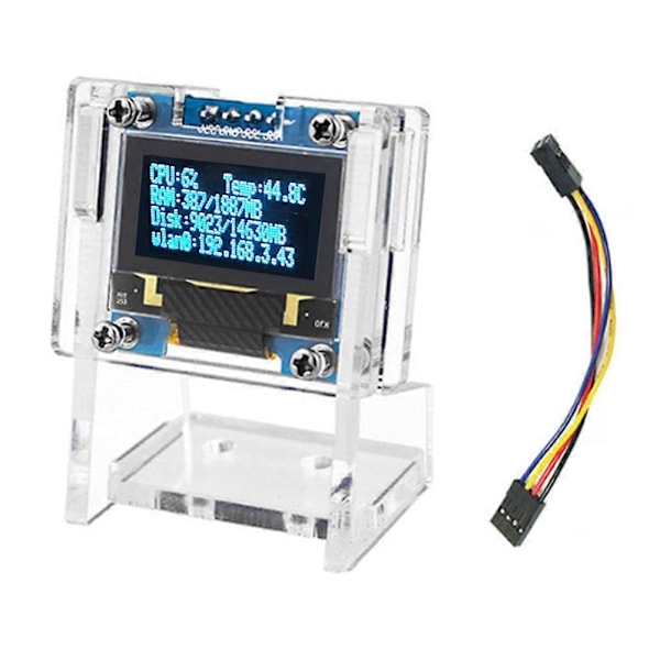 För Raspberry Pi 0.96 Tum OLED med Fodral I2C SSD 4Pin Modul LCD Skärmvisning CPU Temperatur för