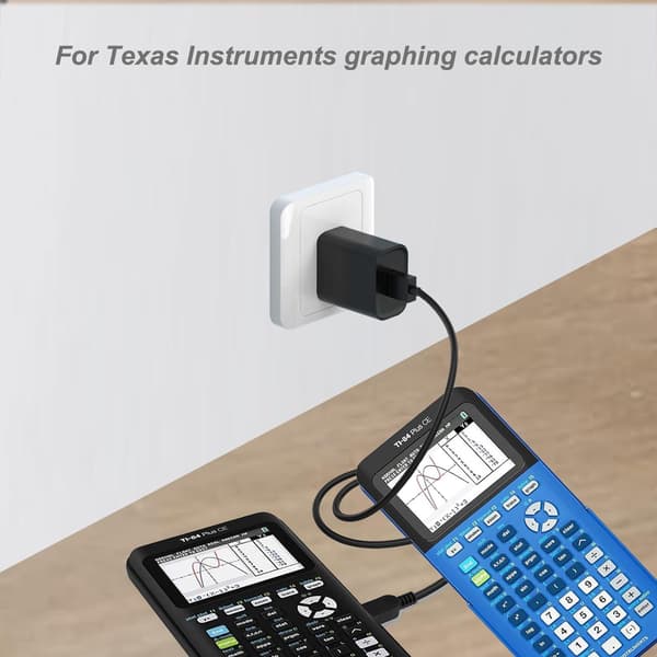 2025 Seneste Model AC Adapter Oplader til Texas Instruments TI-84 Plus CE Grafregner, 1,5m Datakabel til TI 84 Plus C Silver