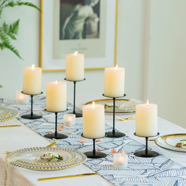 Svart lysestake stang - sett med 6 lysestaker moderne metall dekorasjon bryllup bord