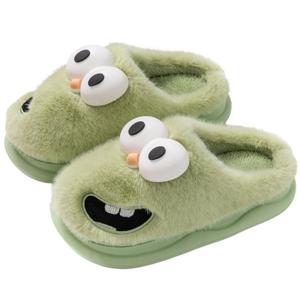 2023 Cartoon big-eyed dog girl autumn and winter cotton slippers for men winter warm indoor home slippers 38-39