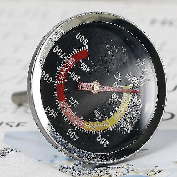BBQ-termometer i rustfritt stål med temperaturmåler 50-400, bimetalltermometer i rustfritt stål for BBQ