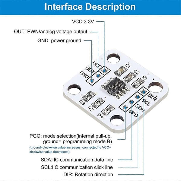 AS5600 Magnetisk Encoder Magnetisk Induktions Vinkelmålingssensor Modul 12bit Høj Præcision wit