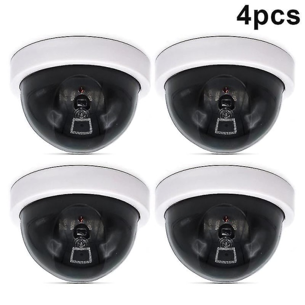 4 kpl Dummy Security CCTV Dome -kamera, jossa on vilkkuvat punaiset led-valotarrat
