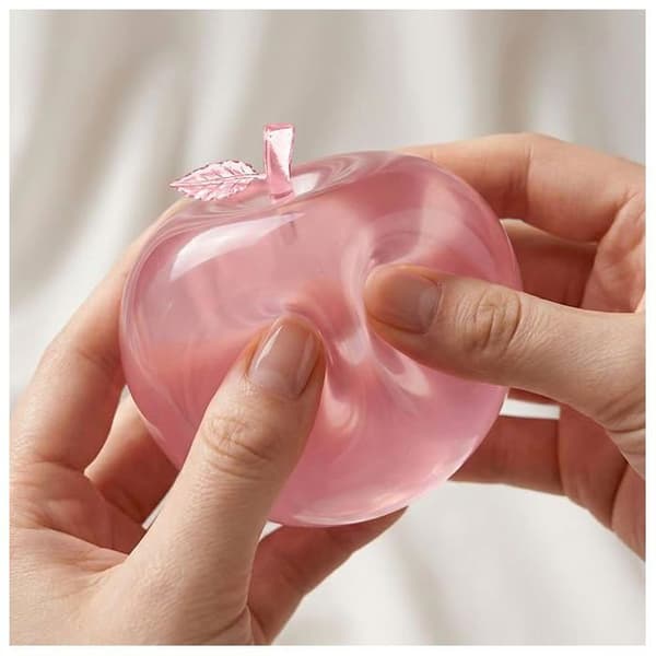 Fidgetlegetøj - Pink æble - 8 cm TPR - Langsom rebound, anti-stress - Bærbart til børn/voksne
