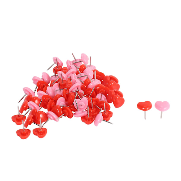 50 stk Hjerte Push Pins, Røde Bulletin Boards Tommel Tacks, Rosa Søte Vegg Tacks Dekorative for Kork B