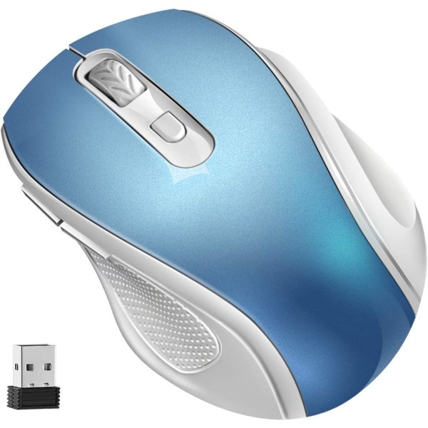 Trådlös mus, 2,4G trådlös mus Bärbara möss med nanomottagare, för bärbar dator, bärbar dator (blå)