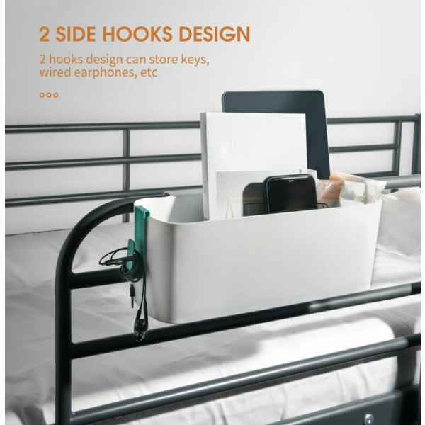 Sengebord hængende opbevaringshylde seng arrangør kurv med 2 kroge vuggerammeholder soveværelsesforsyninger,