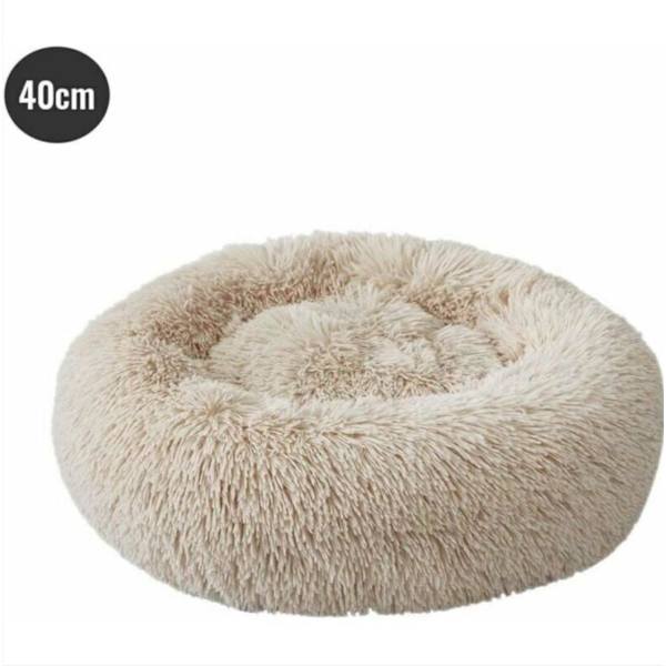Rund korg för hundar och katter i mjuk och bekväm plysch Donut katt varm mjuk säng för valpar för att sova på vintern