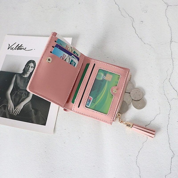 Monikerroksinen korttiteline kaksi-yhdessä pieni kukkaro mini retro kukkainen kukkaro Dark Pink