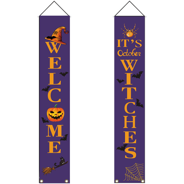 Halloween-dekor Trick or Treat och oktoberhäxa Front Porch Banner (N)