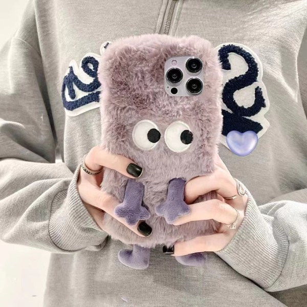 2023 Cute Purple Monster Apple Phone Deksel Plysj Høst og Vinter Telefonveske iPhone 15Pro
