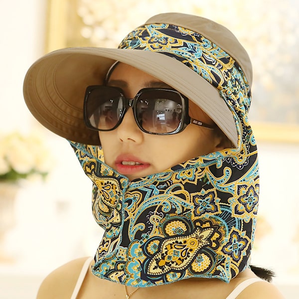 Solhatte, floppy hatte, bredskyggede hætter, reversible UPF 50+ udendørs strandhatte til alle årstider Khaki