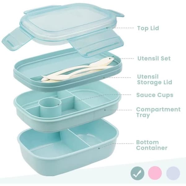 Bento Box 1900 ml - 5 Fack - Lock Ingår - Samtida Design