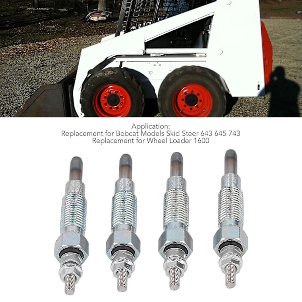 Glødepluggerstatning for Bobcat Skid Steer-modeller 643, 645 og 743 - Sett med 4 metallglødeplugger