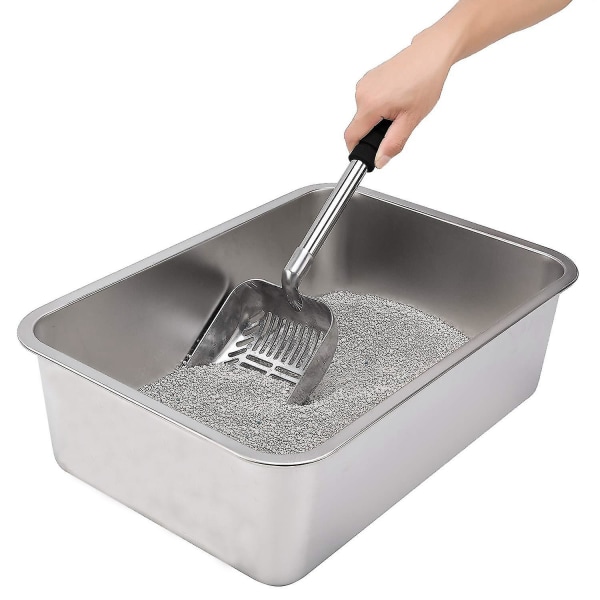 Metallskopa med djup skopa och långt handtag avtagbar rostfritt stål non-stick sikt med skum