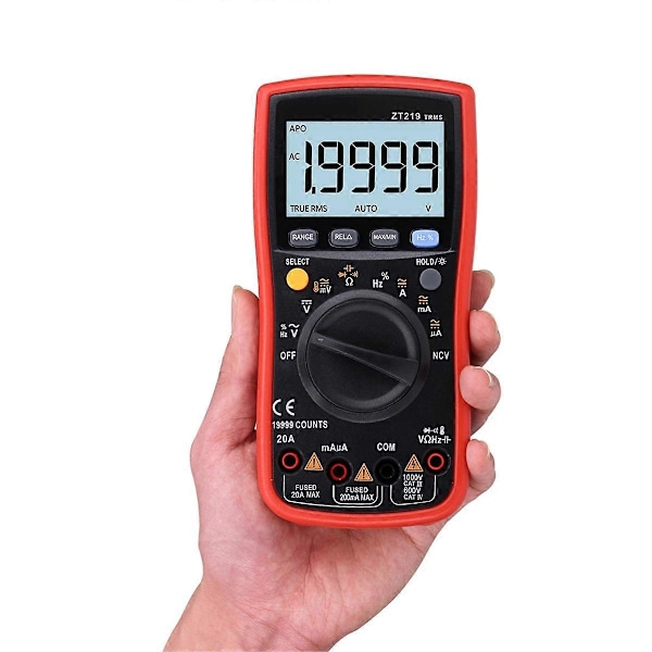 ZT219 Digital Multimeter 19999 Räknar True RMS Automotive Elektrisk Istor Kondensator NCV Testare