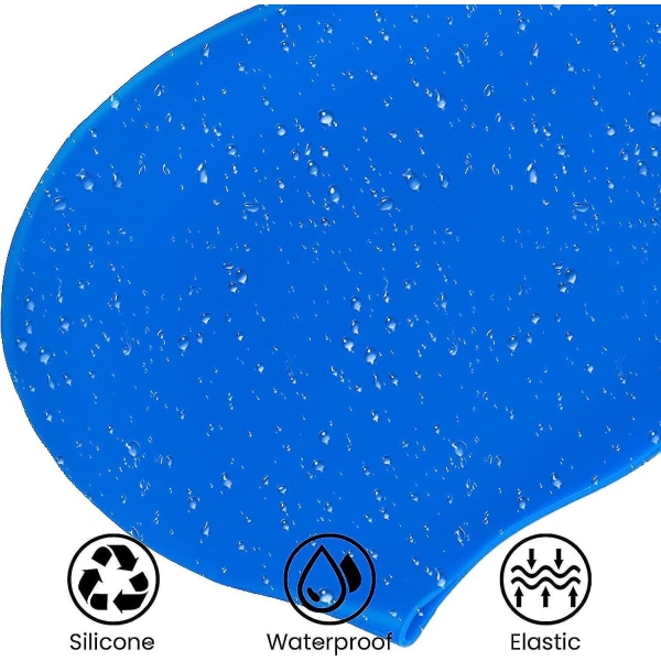 Svømmehette for langt hår, stor svømmehette for kvinner, vanntett silikon svømmehette for langt hår, voksen svømmehette