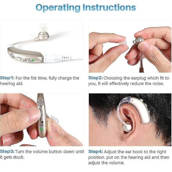Ladattava korvan sisäinen kuulolaite Säädettävä ääniäänenvahvistin Ergonominen korvan taakse ikäihmisille