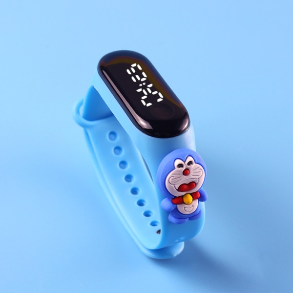 Barnklocka-tecknad armband, elektronisk vattentät watch (Lake Blue Doll Cat)