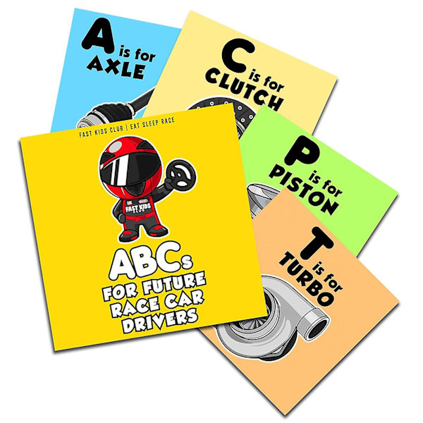 ABC for fremtidige racerbilførere alfabetbok, babybok, småbarnsbok, barnebok, 100 % ny