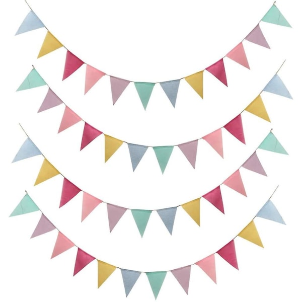 12 stykker imiteret hamp trekant banner bryllupsfest dekoration Farverigt pull-flag (4 stykker)