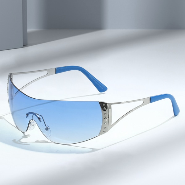 Rimless Spot Diamond Fashion Solbriller Blå 1 stk