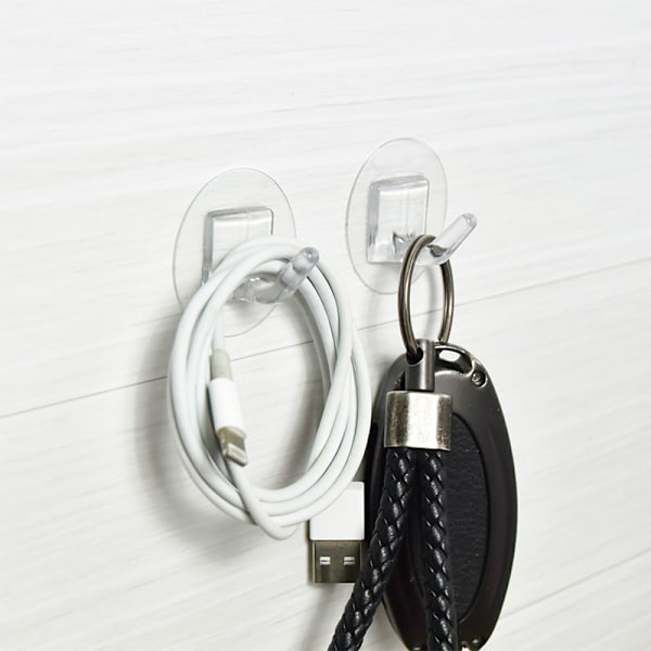 12-pack Transparent Self-Adhesive Hooks, Strong Wall Hooks