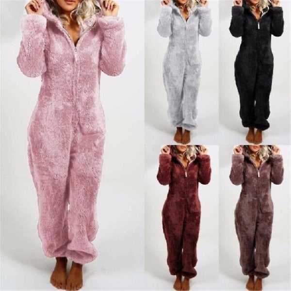 2023 autumn and winter cross-border velvet thickened jumpsuit hooded pajamas for women